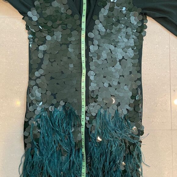 Roberto Cavalli Cardigan with large sequin and feather detail. Size 46 US 10-12 - Picture 6 of 10